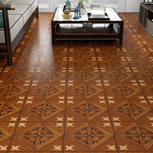 中式地板贴耐磨地垫自粘复古拼花南洋美式厨房卫生间港风花砖贴纸