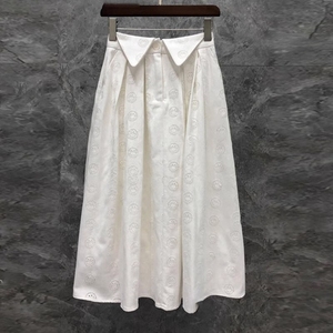 高端设计感女装梨形身材小个子a字长裙显瘦白色棉麻半身裙春夏裙