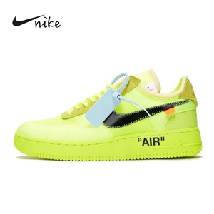 耐克男鞋air force 1空军一号ow联名荧光绿 黑白潮流低帮板鞋女鞋