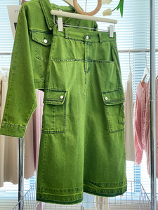 2024春款酷盐系炸街时尚洋气轻奢高级感绿色外套半身裙两件套装女