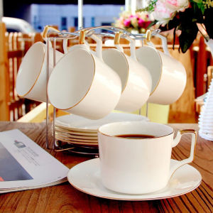 品来运欧式咖啡杯碟套装小奢华骨瓷创意咖啡具陶瓷简约金边下午茶