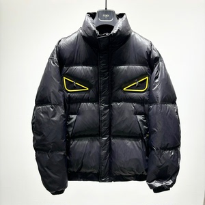 代购fendi/芬迪23fw新款小怪兽字母刺绣圆领保暖羽绒服外套男女款_阿