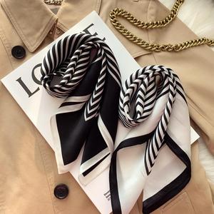 迪奥女王小溜春秋季围巾桑蚕丝真丝丝巾韩国百搭条纹小领巾薄款装