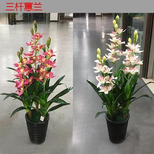 仿真花假客厅盆栽装饰盆景塑料绿植室内大型植物蝴蝶兰落地树蕙兰