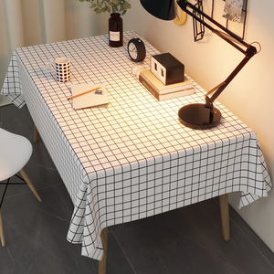格子桌布防水防油防烫免洗ins风书桌桌子遮盖茶几长方形PVC餐桌布
