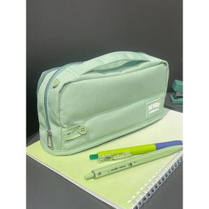 天瑜笔袋笔盒文具盒帆布文具袋高颜值绿色铅笔袋收纳盒学生收纳包