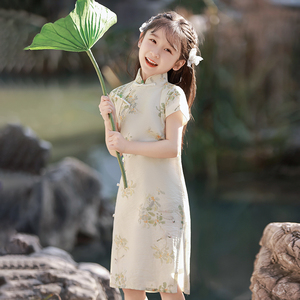 儿童旗袍女中国风改良复古2024夏季新款中式民国风洋气女童连衣裙