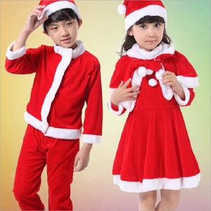 圣诞节儿童圣诞服装男女童圣诞节舞台演出服金丝绒圣诞服套装