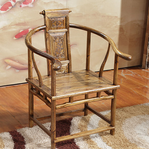 实木茶桌围椅南榆木中式古典餐椅靠背椅子仿古功夫泡茶椅卷书椅
