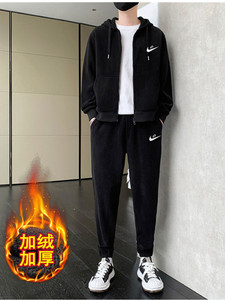 nike男装官方旗舰冬季加绒男士套装开衫卫衣长裤两件套连帽运动服