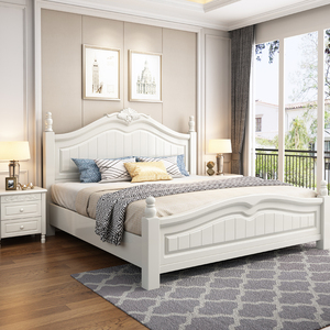 曲美家具实木床1.8米主卧室现代双人储物田园白色1.5欧式公主婚床