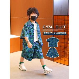 巴拉巴拉韩系男童套装2024夏季新款火焰满印两件套套装时尚潮流网