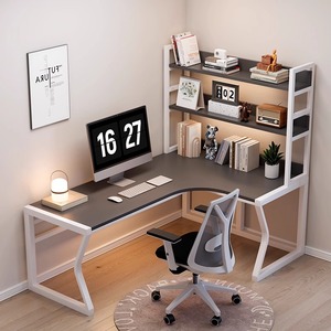 转角书桌书架组合书桌式L型写字桌卧室女孩电脑梳妆台化妆一体桌