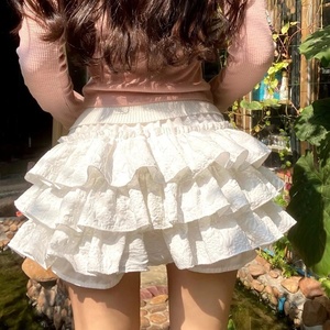 裙裤胖mm显瘦遮肚多巴胺芭蕾风小个子蛋糕裙女夏季新款皱褶短蓬蓬