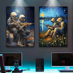 CS穿越火线游戏挂画电竞房间装饰画电脑房背景墙布置壁画梵高油画