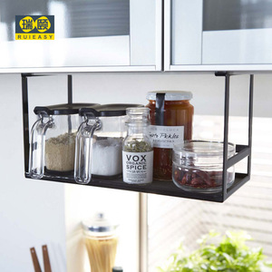 现代简约厨房吊柜挂架多功能收纳置物篮框免打孔厨房日用品调料架