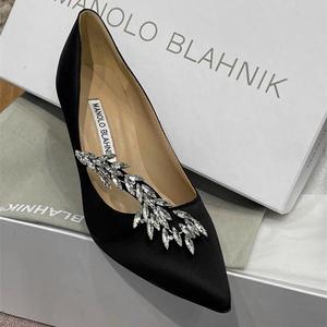 法国代购Manolo Blahnik/MB女鞋经典细跟高跟鞋浅口尖头纯色单鞋