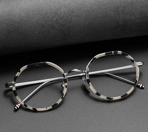 不规则多边形纯钛眼镜架 布朗尼同款TBX911可配近视 板材眼镜框