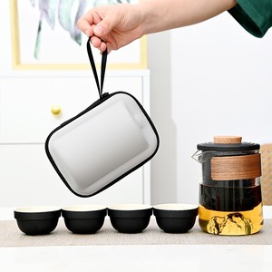 玻璃旅行茶具便携式快客杯个人茶道随身包套装户外功夫茶杯泡茶壶