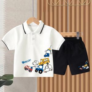 夏季男童宝宝短袖t恤洋气休闲短裤两件套装中小儿童翻领polo衫