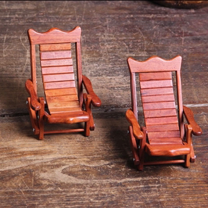 实木躺椅摆件折叠椅创意木质桌面中式花梨懒人支架实木手机支撑架