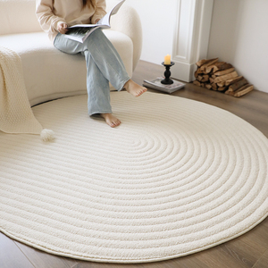 塞尚忆家奶油风防水地毯简约大宅客厅卧室床边毯圆形硅藻丝小地毯
