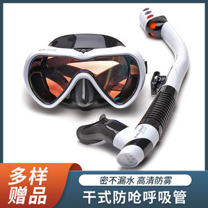 潜水镜呼吸管器儿童成人浮潜三宝面镜罩装备高清护鼻防水游泳眼镜