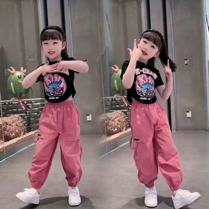 韩系巴拉bala新款2024女童半袖夏季中童套装网红洋气时髦工装裤宽