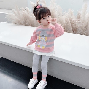 巴拉巴柆童装2024年新款春秋季女童洋气卫衣两件套儿童韩版小童套