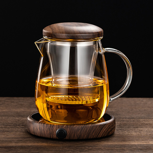 玻璃泡茶杯茶水分离胡桃木过滤茶杯玻璃杯功夫茶具家用花茶冲茶器