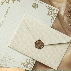 加厚麻布纹信封信纸套装复古送男女表白情书特种纸火新疆包邮