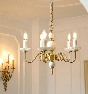 复古法式卧室餐厅3头奶白玻璃吊灯美式欧式衣帽间中古全铜灯