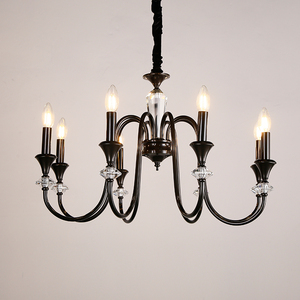 全铜法式复古蜡烛吊灯黑色美式轻奢中古南洋风客厅灯具