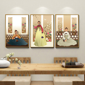 朝鲜族民俗人物装饰画韩国风格料理店烤肉店挂画韩式餐厅饭店壁画