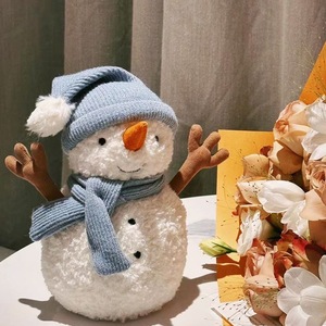 萨米蓝帽子小雪人玩偶2023圣诞节新款雪人毛绒玩具装饰品可爱公仔