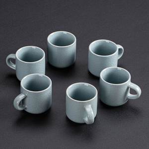 六只装汝窑功夫茶杯品茗杯茶具茶碗个人主人杯仿古陶瓷开片小杯子