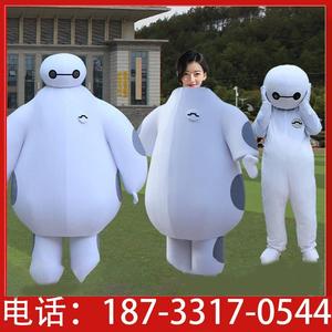 大白人偶服装机器人可穿卡通套装儿童演出道具舞台活动玩偶头套