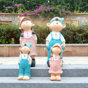 户外幼儿园卡通娃娃人物玻璃钢雕塑别墅花园庭院装饰园林小品摆件