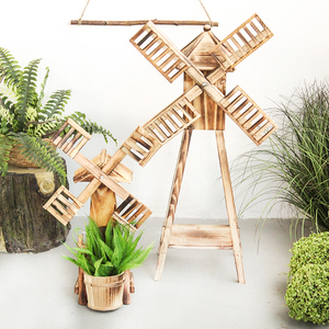 田园风格木质风车装饰摆件阳台花架家居橱窗落地摆设幼儿园植物角