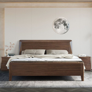 现代简约黑金檀木实木床主卧1.8米小户型1.2m北欧轻奢床双人卧室