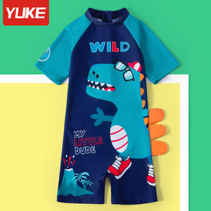 羽克（Yuke）儿童泳衣男童新款连体防晒速干保暖中大童宝宝男孩泳