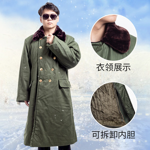 冬季军大衣男长款户外劳保工作服加厚军绿色棉大衣防寒87老式棉衣
