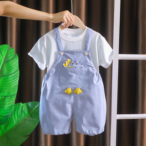 男宝宝夏装背带裤套装0一1-3岁帅气小童装4男童8个月婴儿衣服韩版