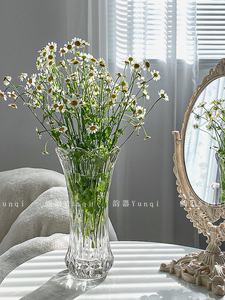 ins风简约凤尾花瓶玻璃透明水养鲜花客厅花瓶高级感居家装饰
