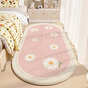 儿童房卧室地毯公主风床边毯女孩主卧床下仿羊绒长条客厅茶几地毯
