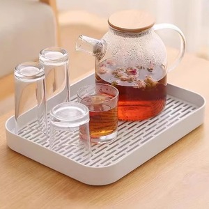 暖壶垫托盘沥水盘长方形双层茶杯子沥水盘塑料茶水托简约果加厚深