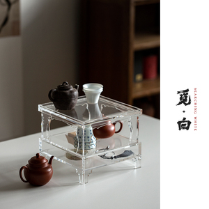 觅白亚克力茶棚收纳盒有机玻璃茶台博古架多宝阁展示新中式茶道配