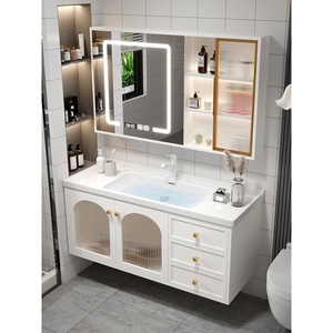 樱花陶瓷一体盆浴室柜组合智能洗手脸盆柜卫生间洗漱台池轻奢现代