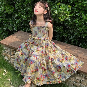 韩系女童连衣裙2024夏季新款儿童法式复古碎花裙收腰显瘦甜美吊带