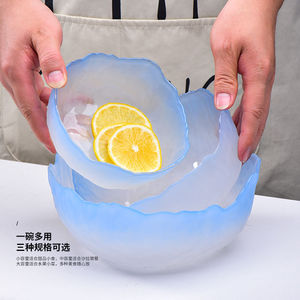 新法兰晶创意日式莲雾粉玻璃水果沙拉碗套装可爱甜品碗家用客厅果